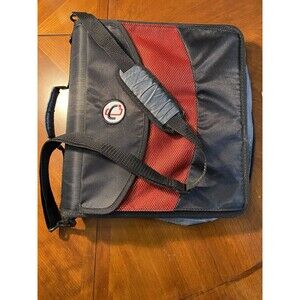 Case-It 3' 3-Ring Zipper Binder With Handle and Shoulder Strap Black & Red